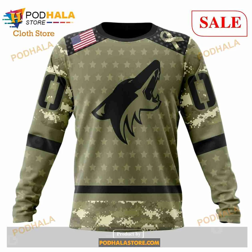 Arizona Coyotes Military Appreciation Hoodie With Camo Design - View 3 Arizona Coyotes Military Appreciation Hoodie With Camo Design - View 3