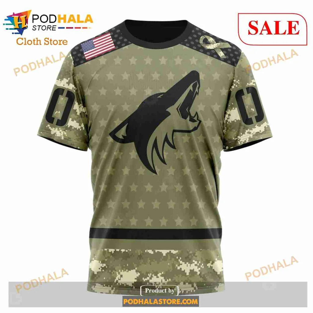 Arizona Coyotes Military Appreciation Hoodie With Camo Design - Product View 6 Arizona Coyotes Military Appreciation Hoodie With Camo Design - Product View 6
