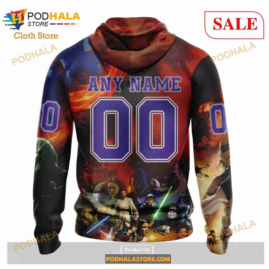 Arizona Coyotes Star Wars Hoodie Featuring Darth Vader And Coyote Design - View 2 Arizona Coyotes Star Wars Hoodie Featuring Darth Vader And Coyote Design - View 2