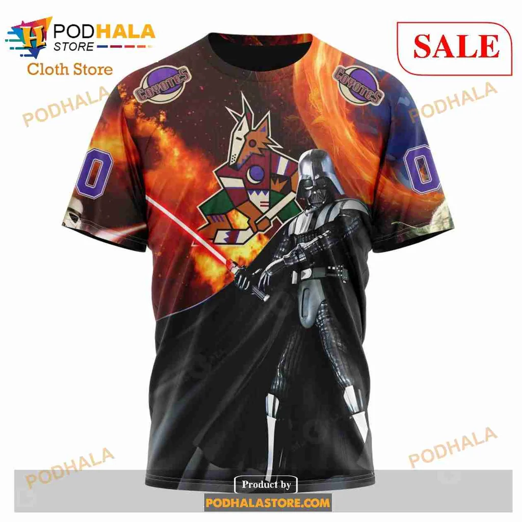 Arizona Coyotes Star Wars Hoodie Featuring Darth Vader And Coyote Design - Product View 6 Arizona Coyotes Star Wars Hoodie Featuring Darth Vader And Coyote Design - Product View 6