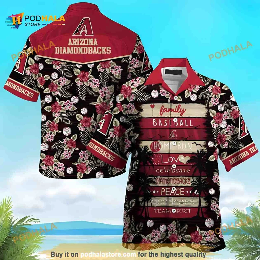 Arizona Diamondbacks Baseball Hawaiian Shirt With Tropical Floral Design