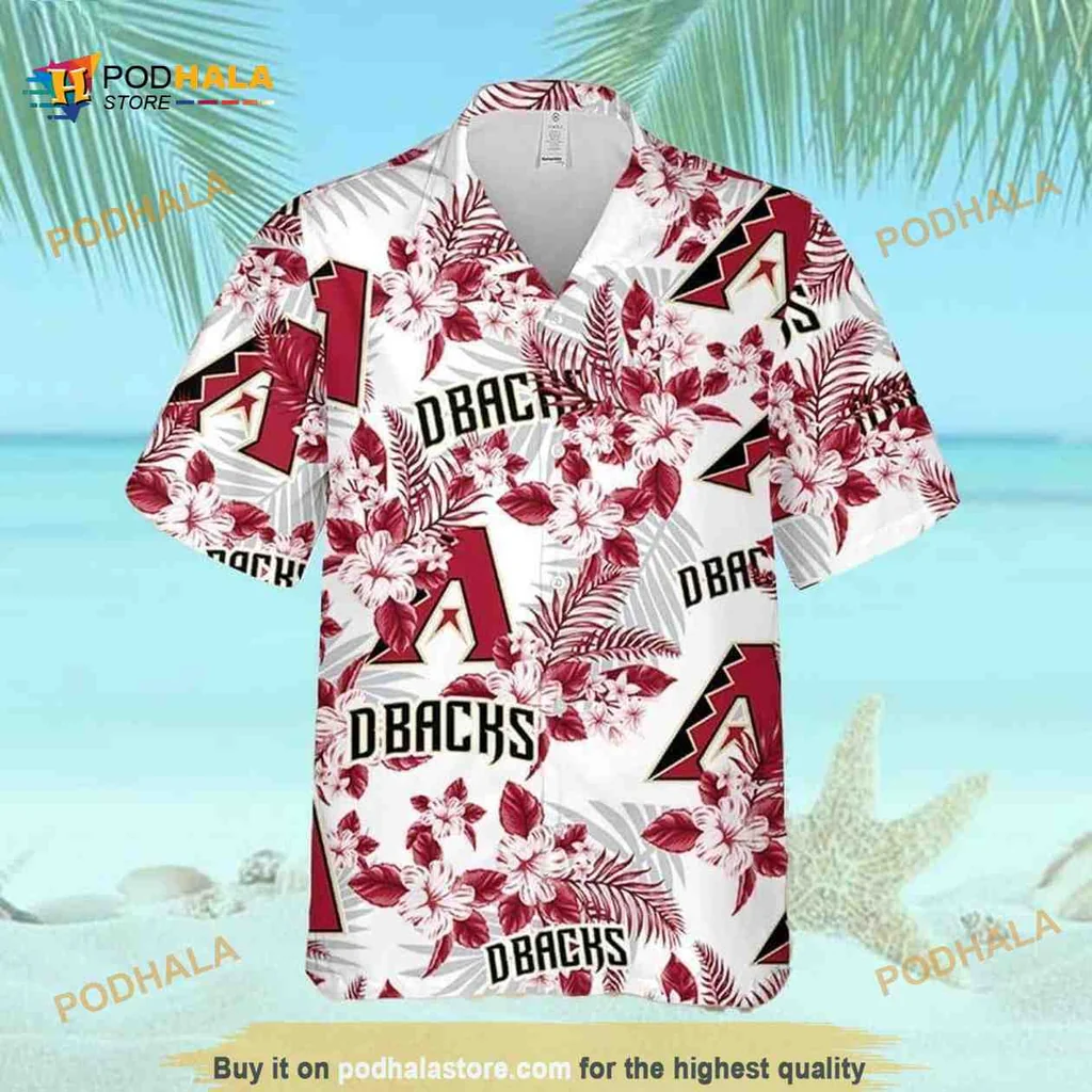 Arizona Diamondbacks Floral Hawaiian Shirt With Hibiscus And Palm Leaves