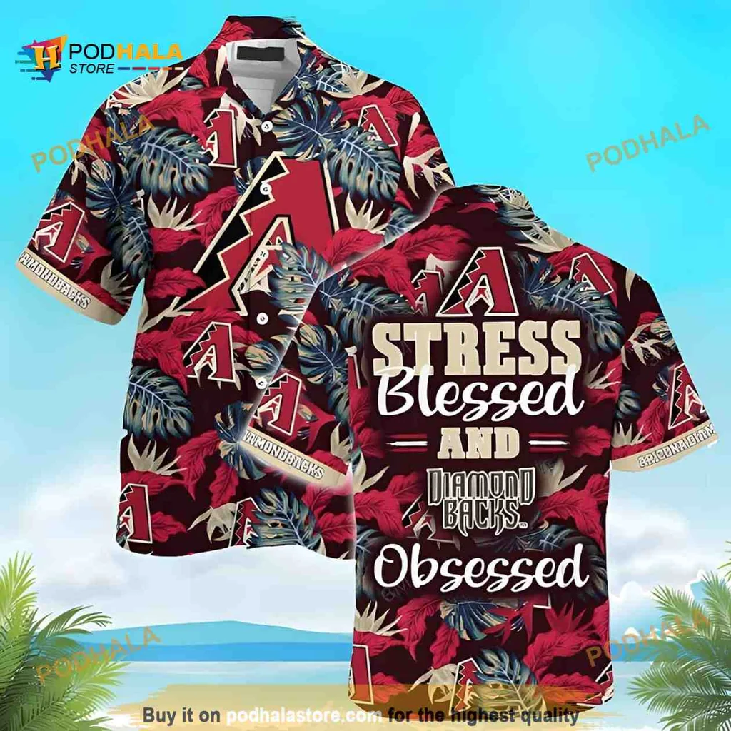 Arizona Diamondbacks Hawaiian Shirt, Stress Blessed Diamond Backs Obsessed