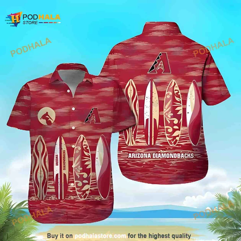 Arizona Diamondbacks Hawaiian Shirt With Surfboard Summer Design