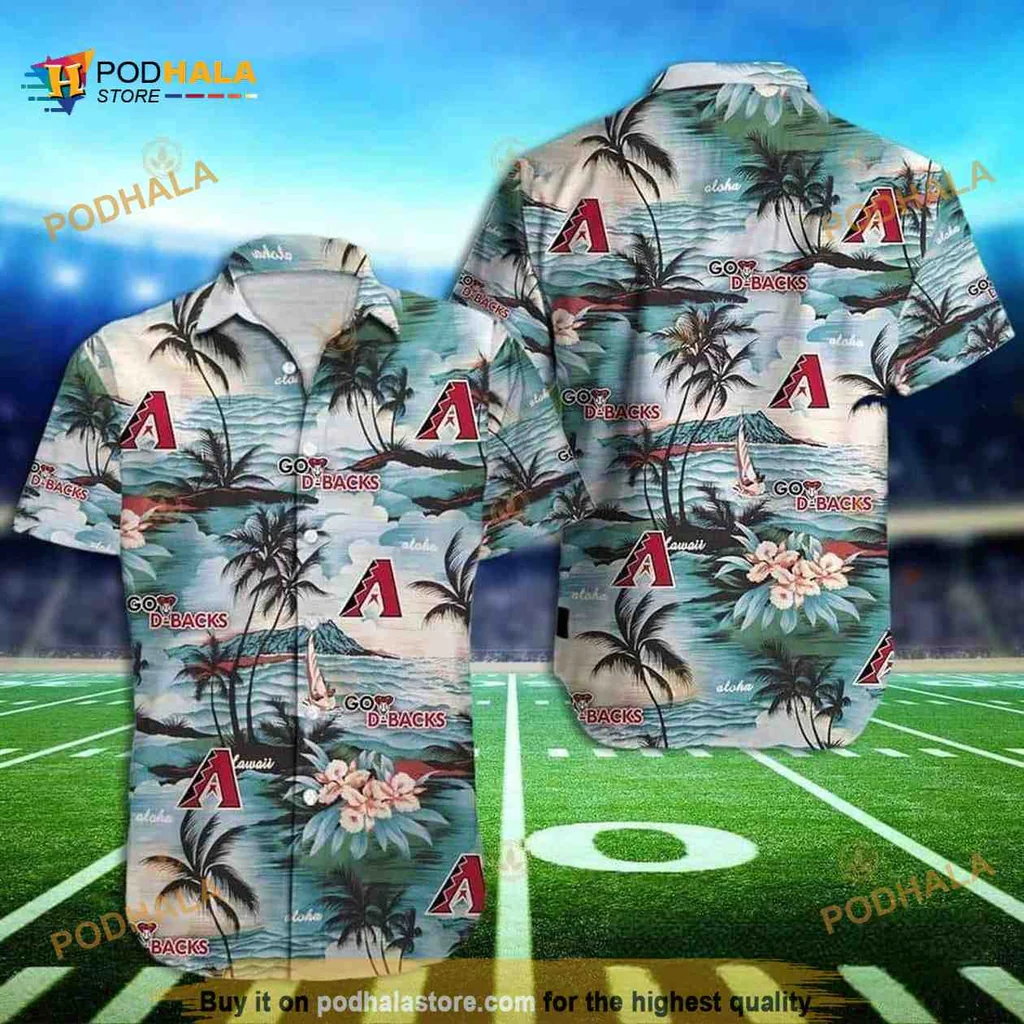Arizona Diamondbacks Hawaiian Shirt With Tropical Design And Palm Trees
