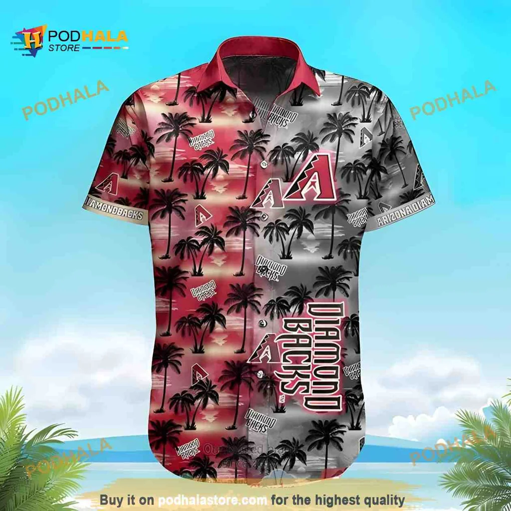 Arizona Diamondbacks Tropical Hawaiian Shirt With Coconut Trees Design