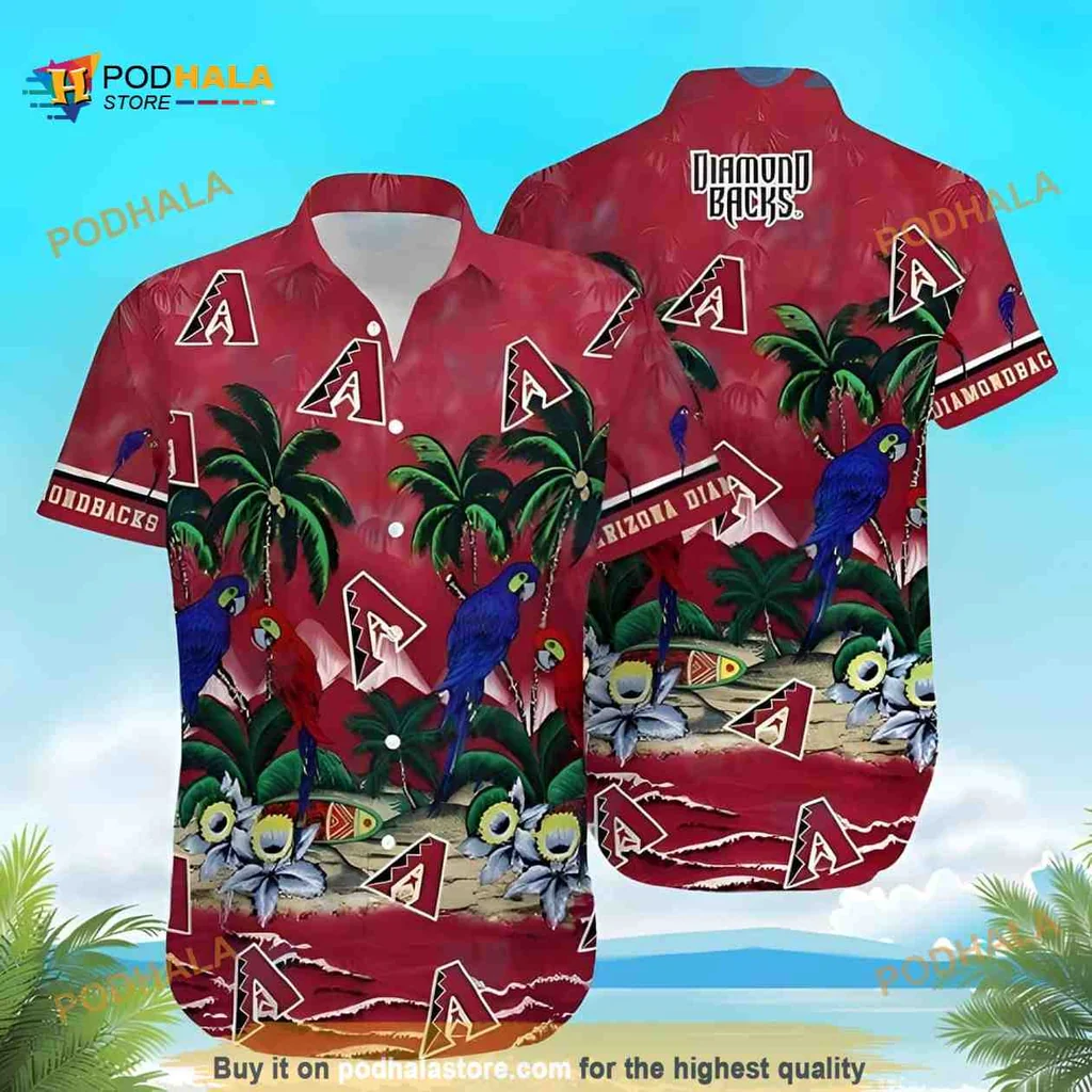 Arizona Diamondbacks Tropical Hawaiian Shirt With Parrots And Palm Trees