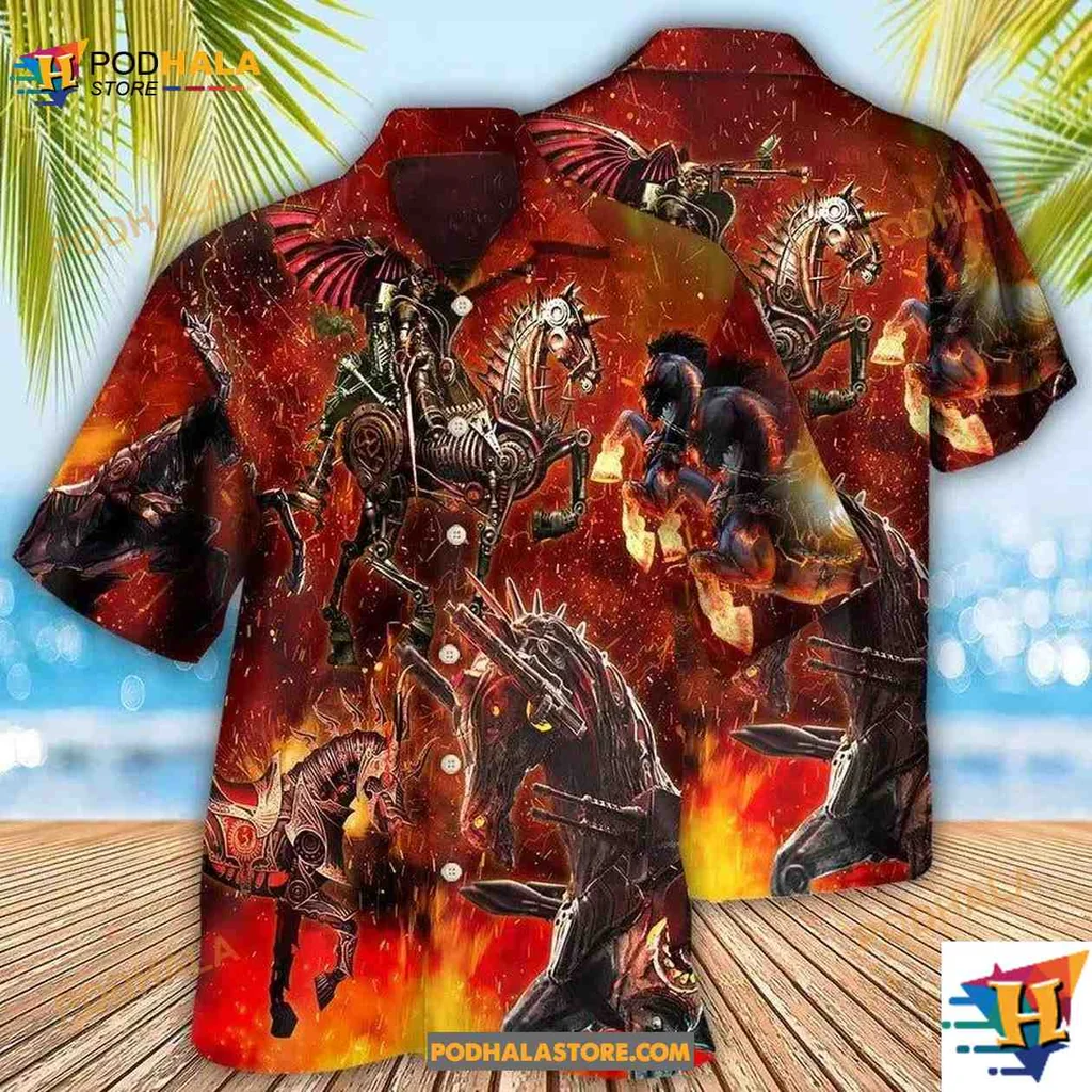 Armored Horse Fantasy Hawaiian Shirt, Equestrian Art For Horse Lovers