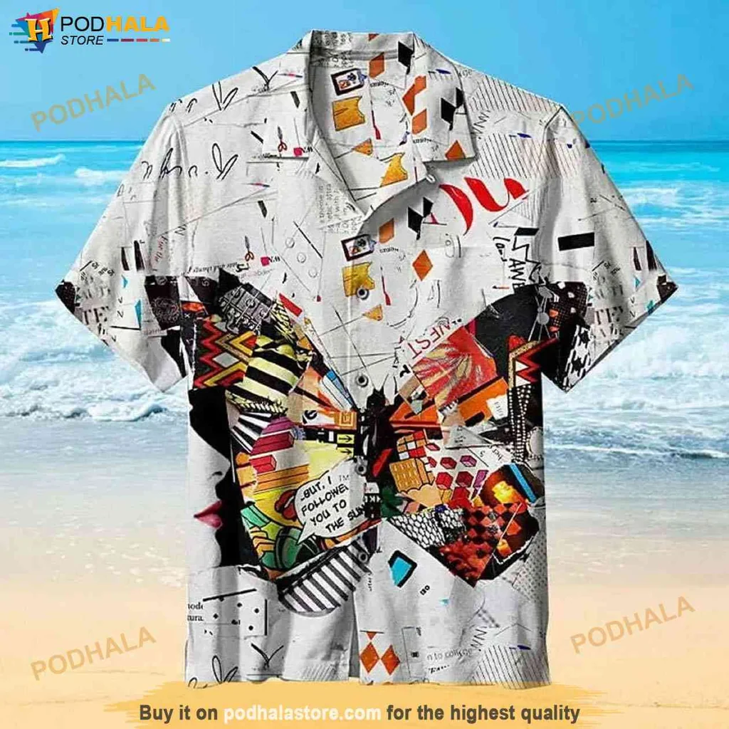 Artistic Butterfly Hawaiian Shirt, Vibrant Unisex Design With Abstract Colors