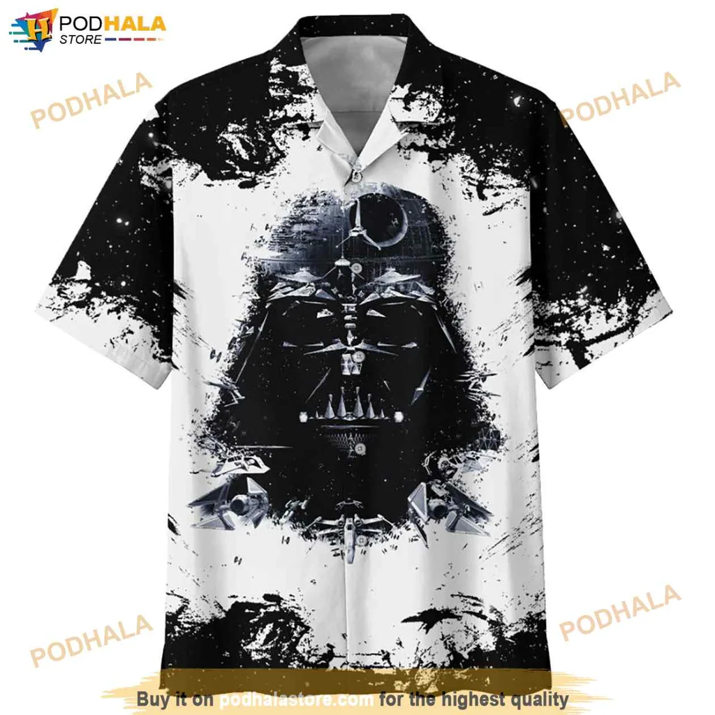 Artistic Darth Vader Hawaiian Shirt, Playful Beachwear For Star Wars Fans
