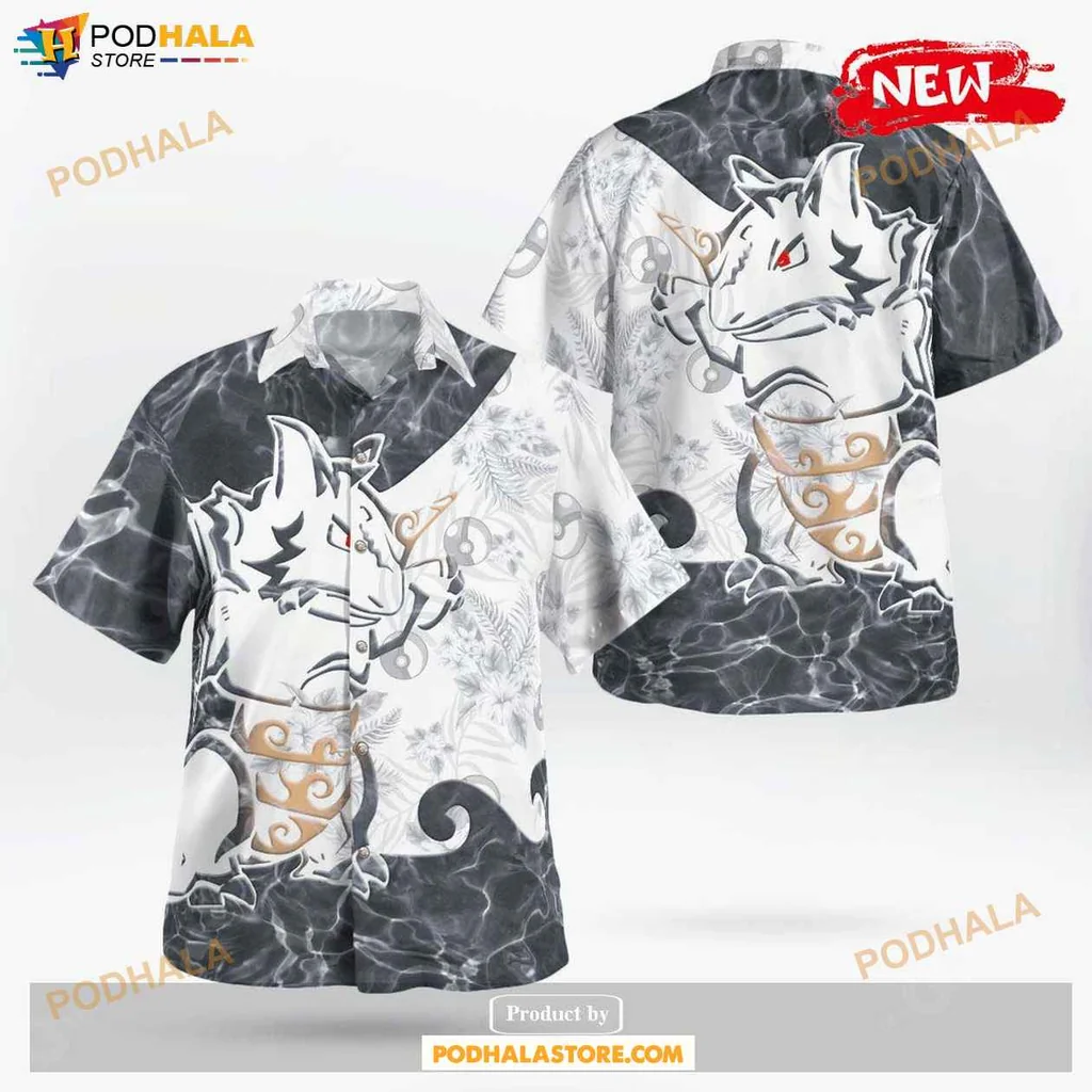 Artistic Tribal Dragon Aloha Shirt, Bold Tropical Shirt For Beach Lovers