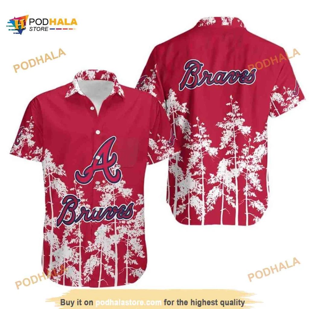 Atlanta Braves Aloha Shirt, Tropical Red Forest Design