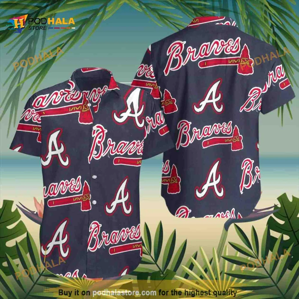 Atlanta Braves Aloha Shirt With Bold Logo And Tropical Vibe