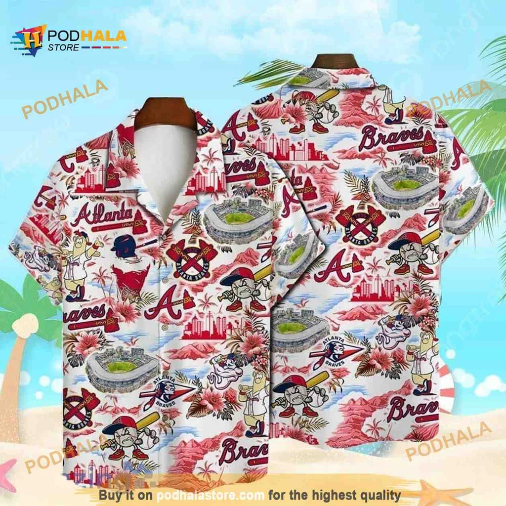 Atlanta Braves Baseball Aloha Shirt With Colorful Tropical Design