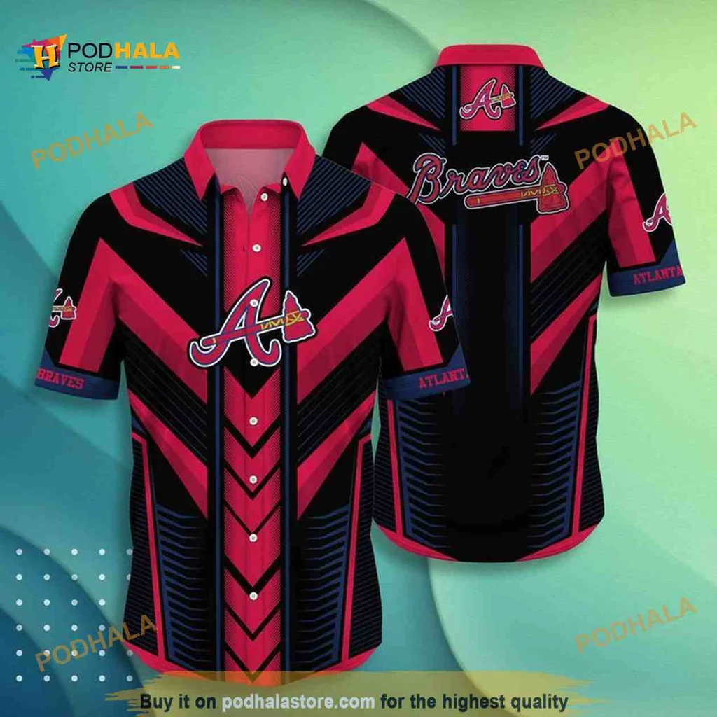 Atlanta Braves Geometric Aloha Shirt With Bold Design