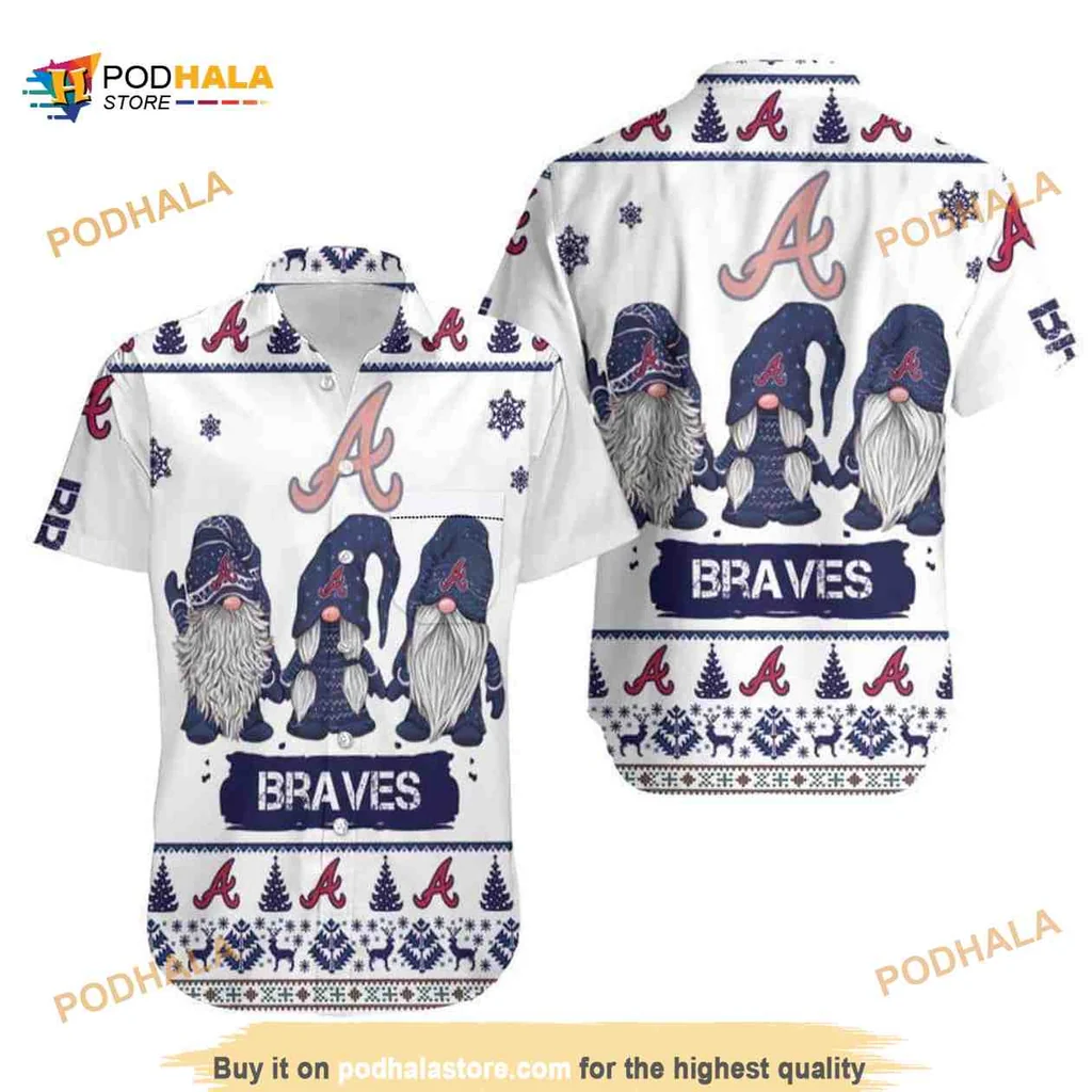 Atlanta Braves Gnome Hawaiian Shirt, Funny Holiday Apparel For Baseball Fans