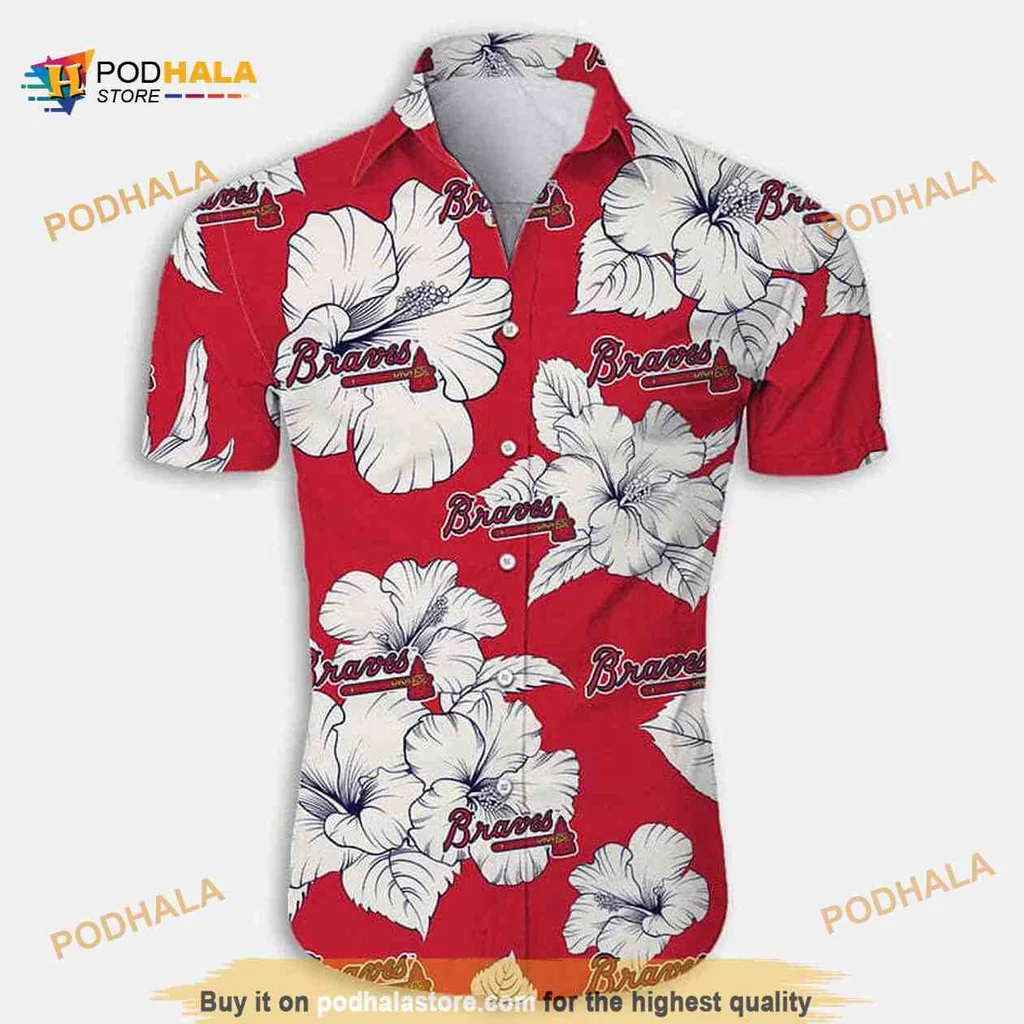 Atlanta Braves Hibiscus Aloha Shirt, Red Floral Design For Fans