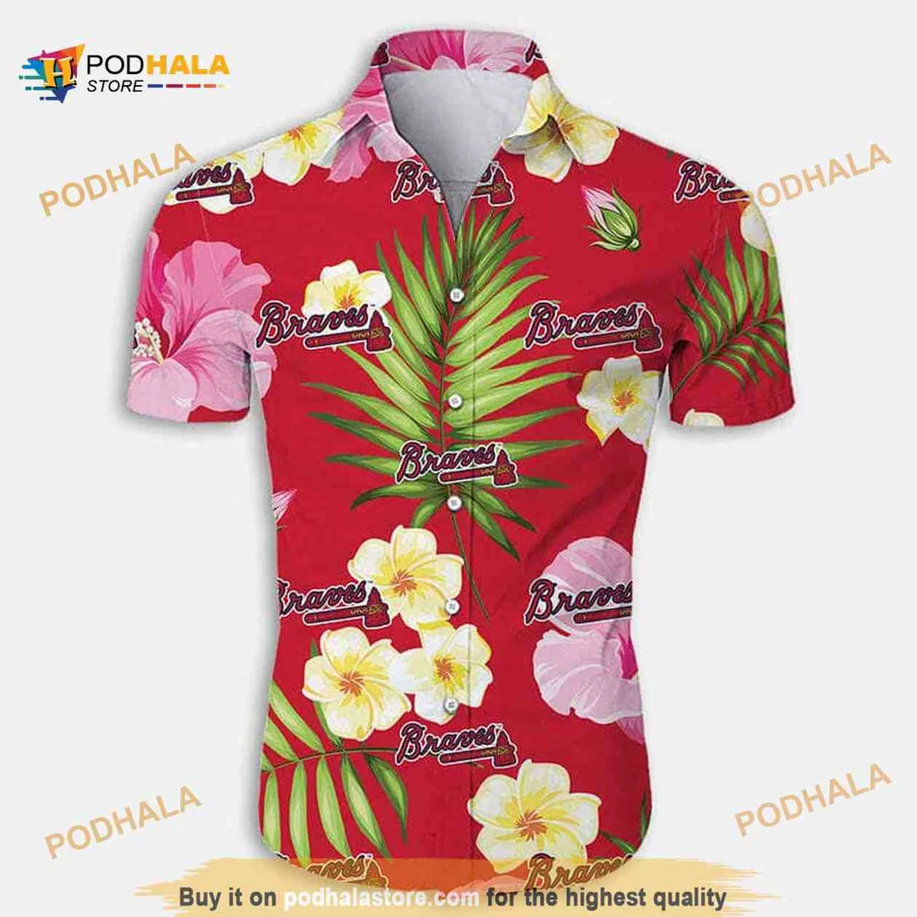 Atlanta Braves Summer Aloha Shirt, Vibrant Floral Design For Beach Lovers