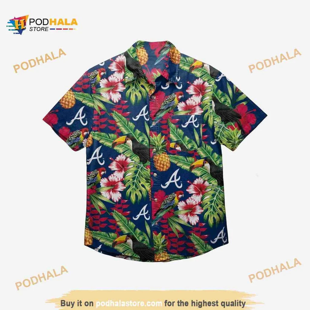 Atlanta Braves Tropical Aloha Shirt With Vibrant Floral Design
