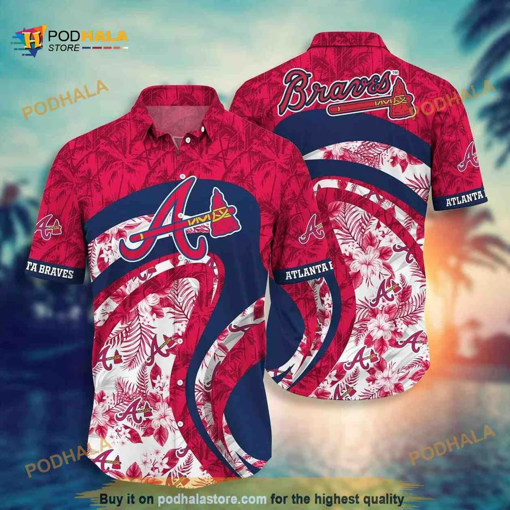 Atlanta Braves Tropical Baseball Shirt With Vibrant Aloha Design