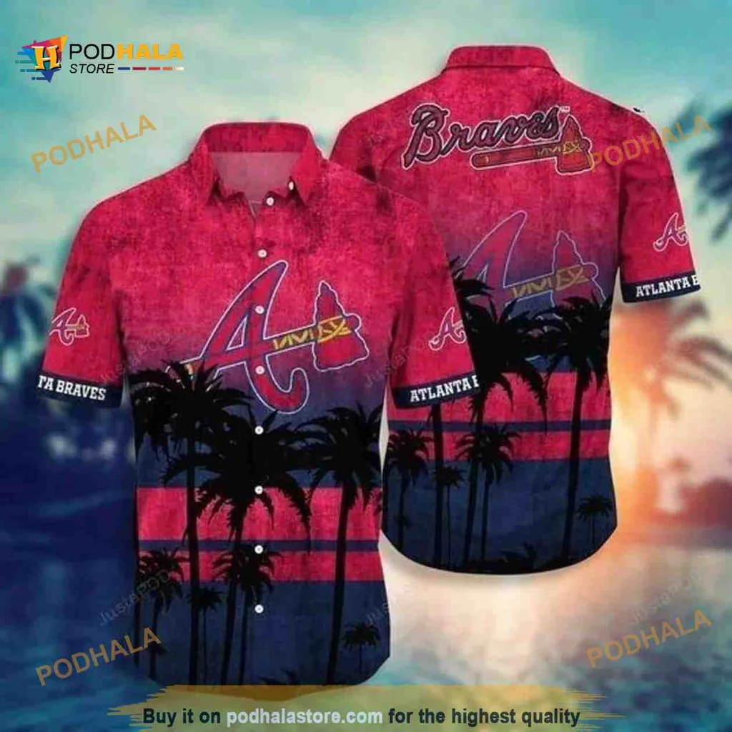 Atlanta Braves Tropical Shirt With Palm Trees For Summer Fun