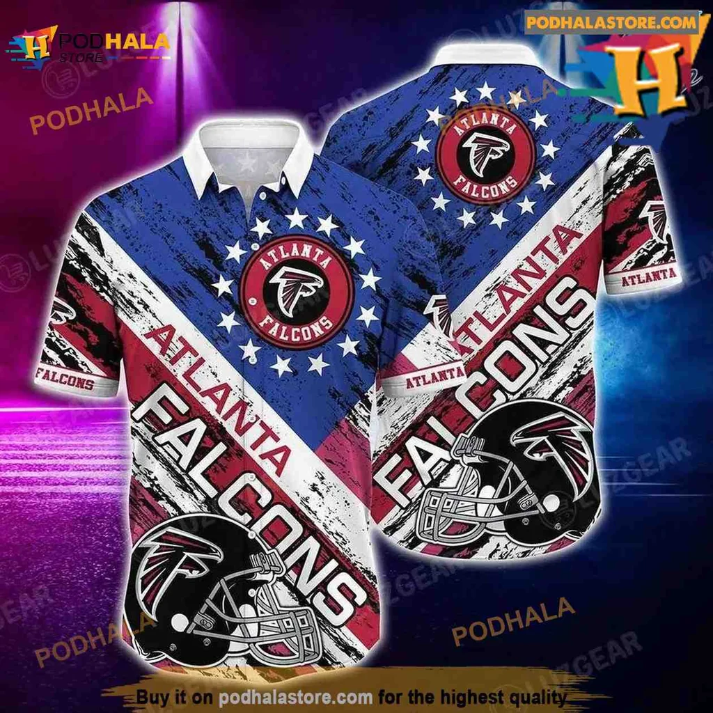 Atlanta Falcons American Flag Hawaiian Shirt With Distressed Design
