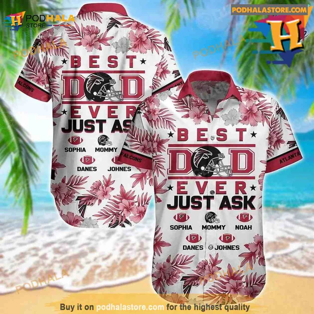 Atlanta Falcons Best Dad Aloha Shirt With Tropical Floral Pattern