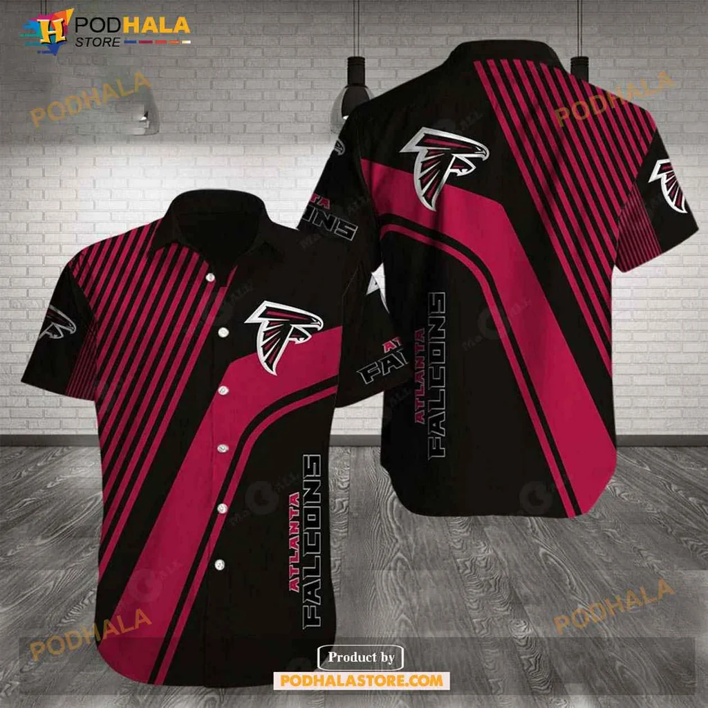 Atlanta Falcons Bold Hawaiian Shirt With Team Logo And Stripes