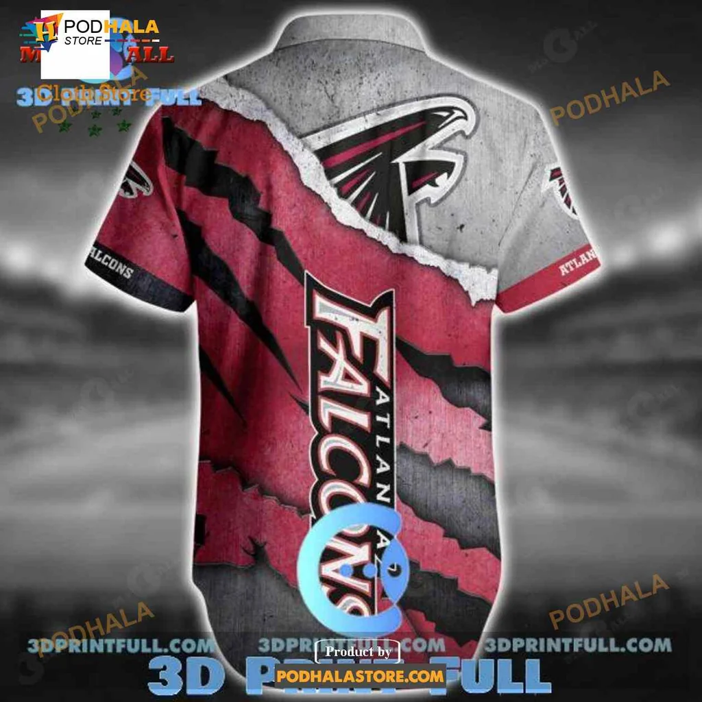 Atlanta Falcons Fan Hawaiian Shirt, Bold Logo Design In Black And Red
