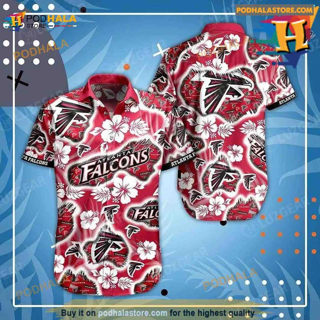 Atlanta Falcons Floral Aloha Shirt With Hibiscus Design For Summer Fans