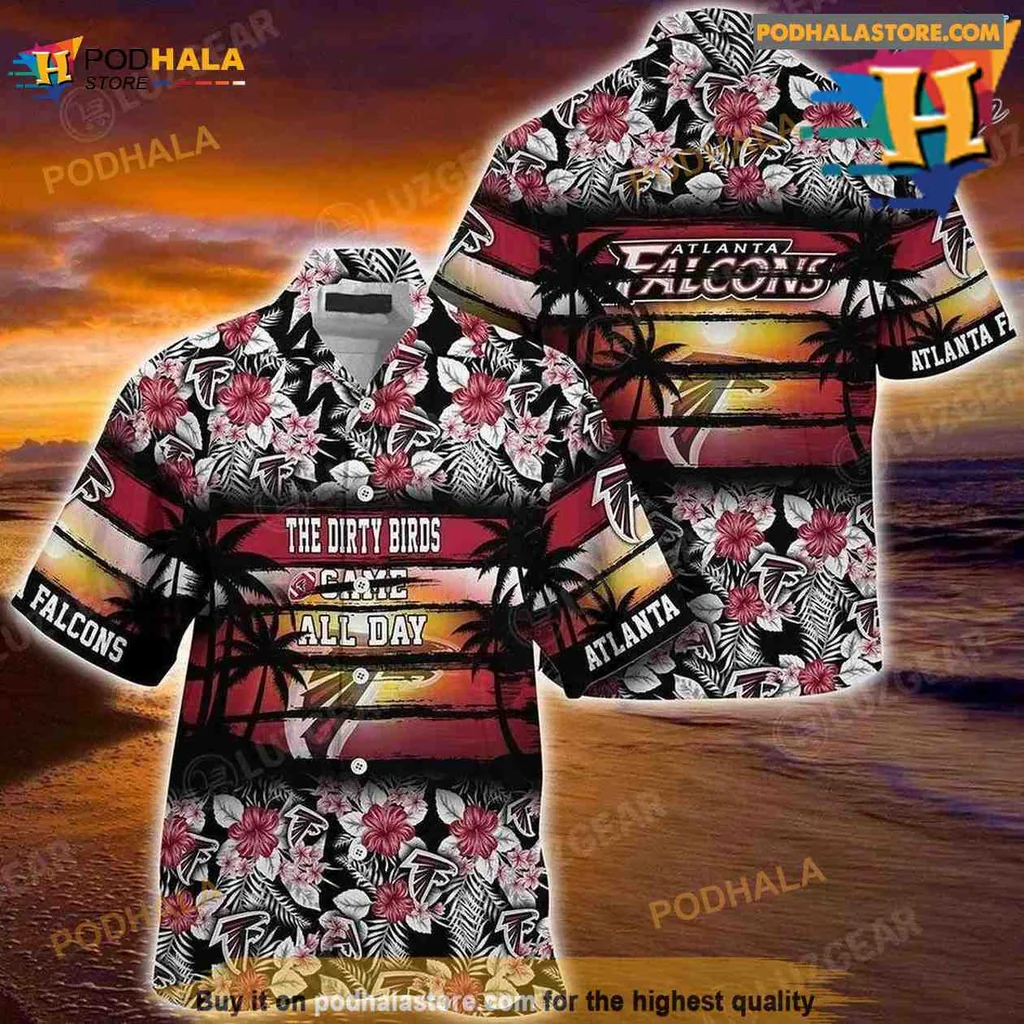 Atlanta Falcons Floral Aloha Shirt With Sunset And Team Spirit