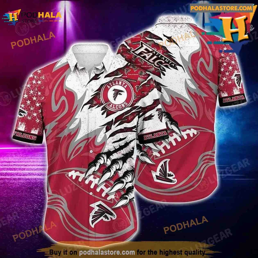 Atlanta Falcons Hawaiian Shirt With Bold Logo And Flame Motif