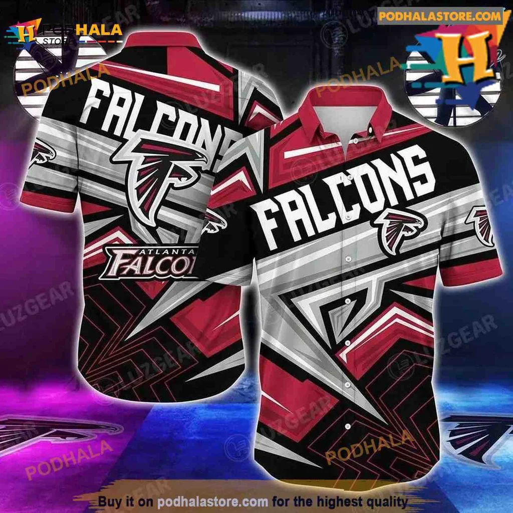 Atlanta Falcons Hawaiian Shirt With Bold Logo And Geometric Patterns