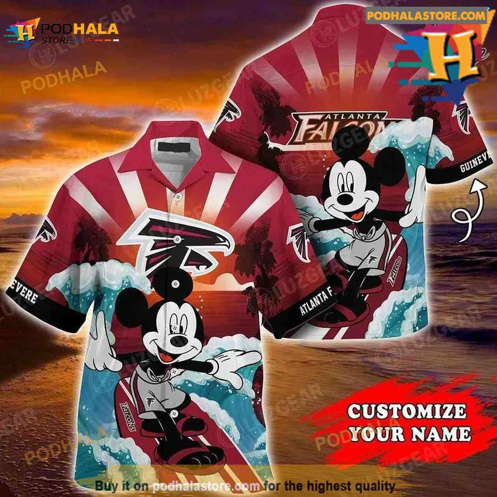 Atlanta Falcons Mickey Mouse Hawaiian Shirt Surfing Graphic Design