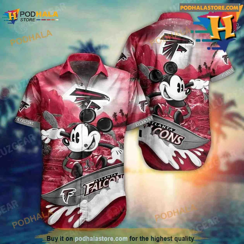 Atlanta Falcons Mickey Mouse Hawaiian Shirt, Vibrant 3d Printed Design
