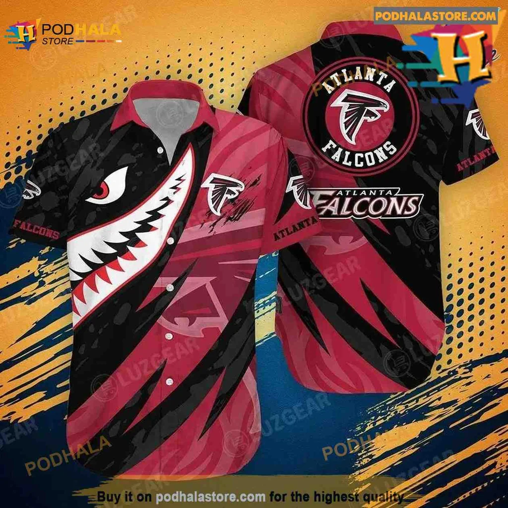 Atlanta Falcons Shark Aloha Shirt, 3d Printed Summer Style For Nfl Fans