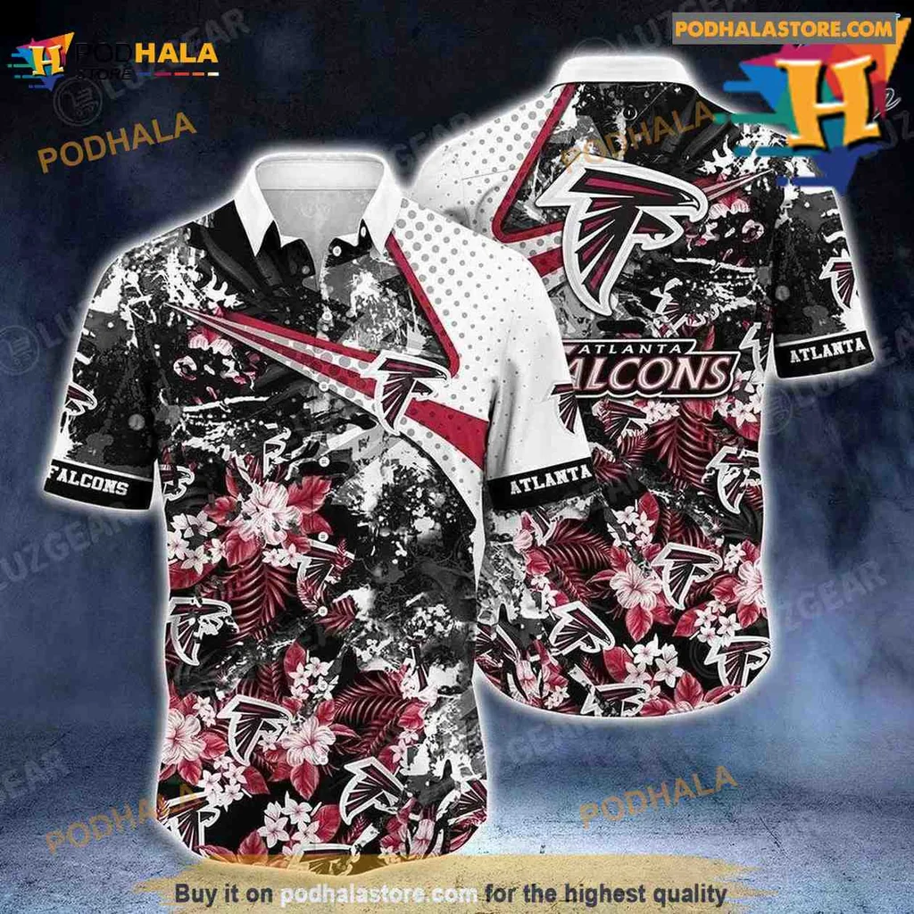 Atlanta Falcons Tropical Aloha Shirt With Bold Floral Patterns