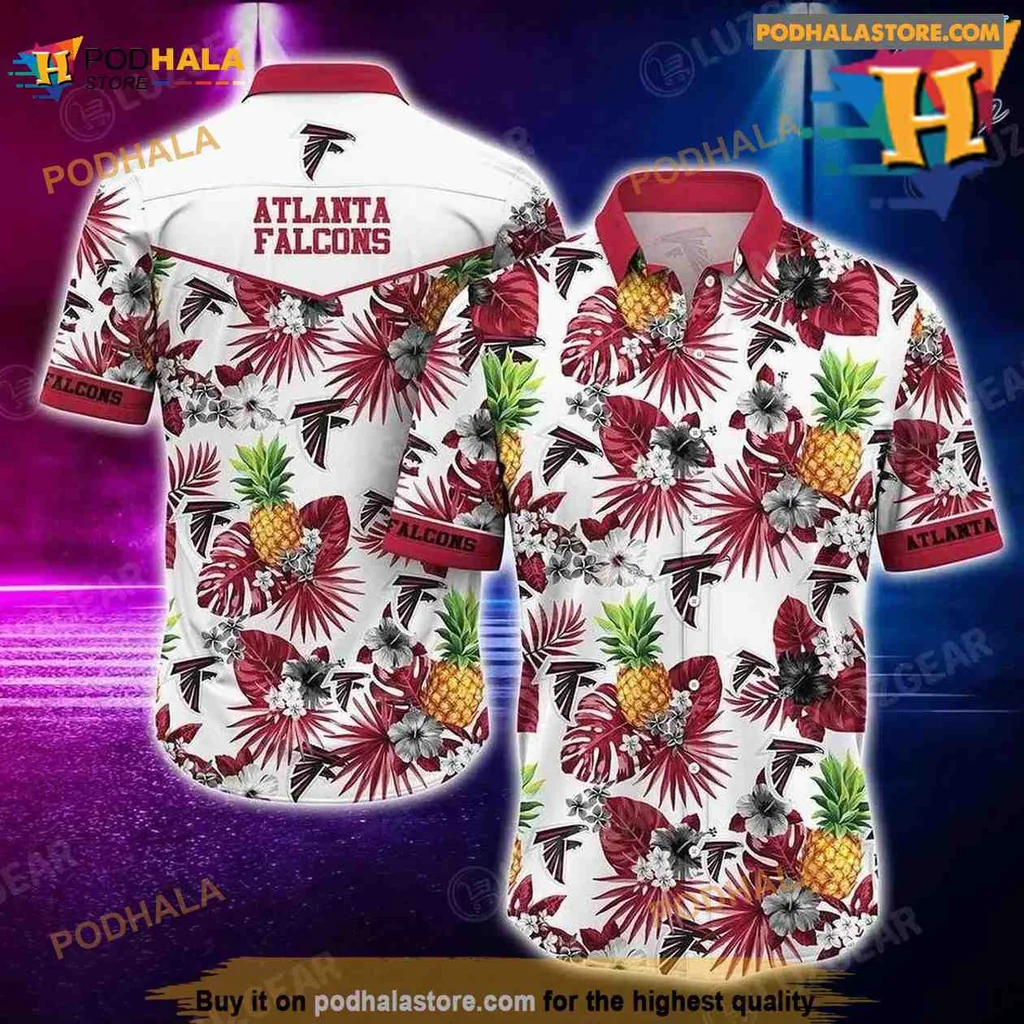 Atlanta Falcons Tropical Aloha Shirt With Colorful Floral Patterns