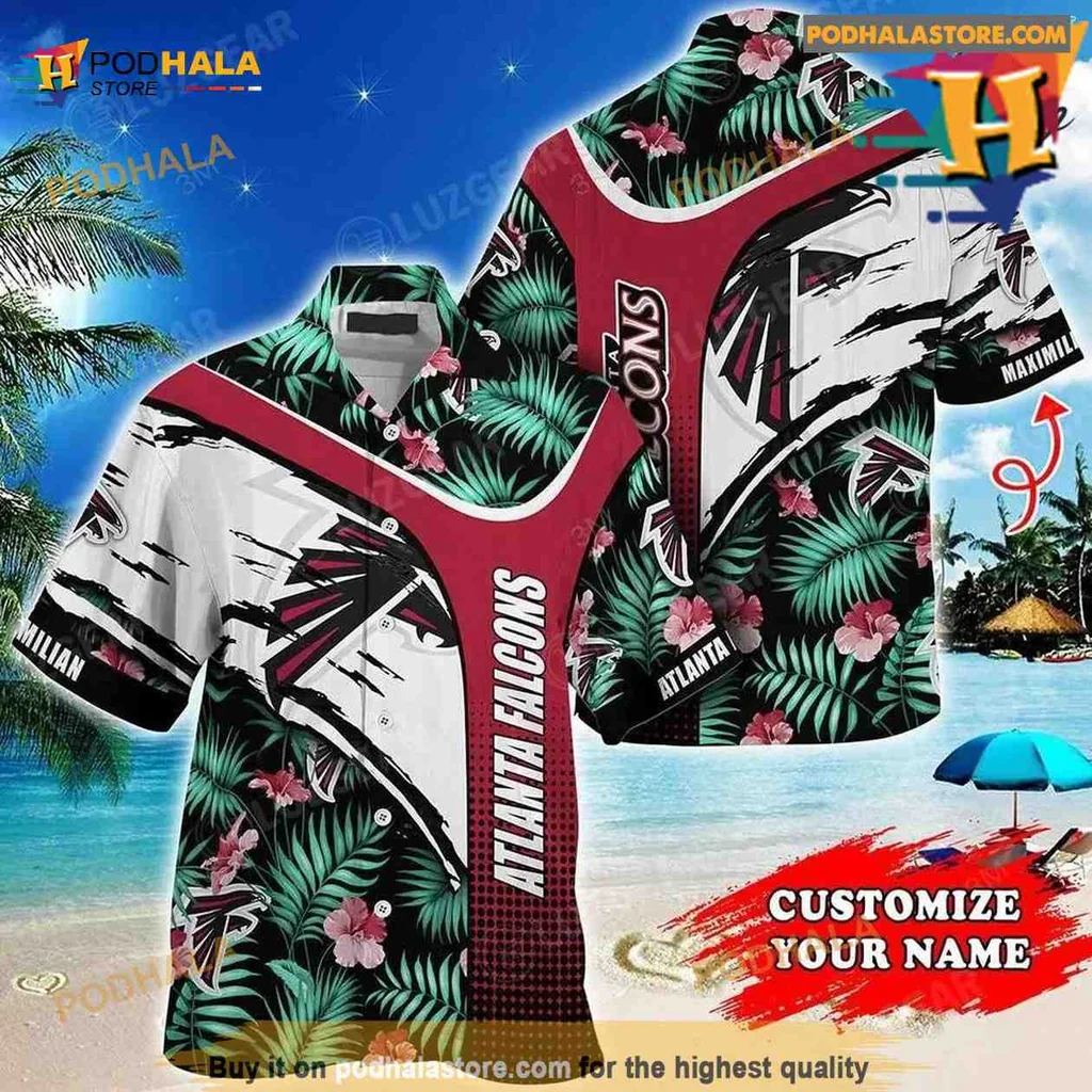 Atlanta Falcons Tropical Aloha Shirt With Floral Patterns And Team Spirit