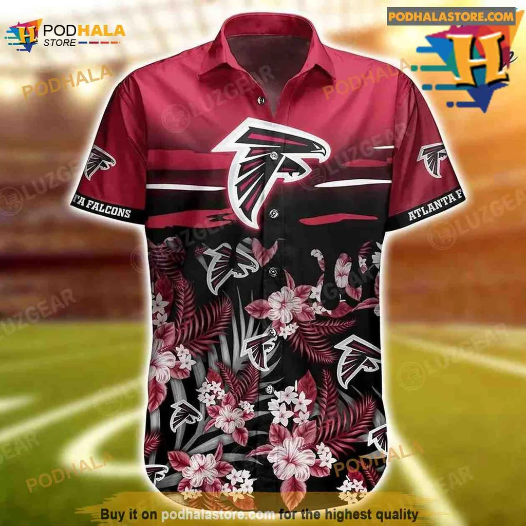 Atlanta Falcons Tropical Aloha Shirt With Vibrant Floral Design