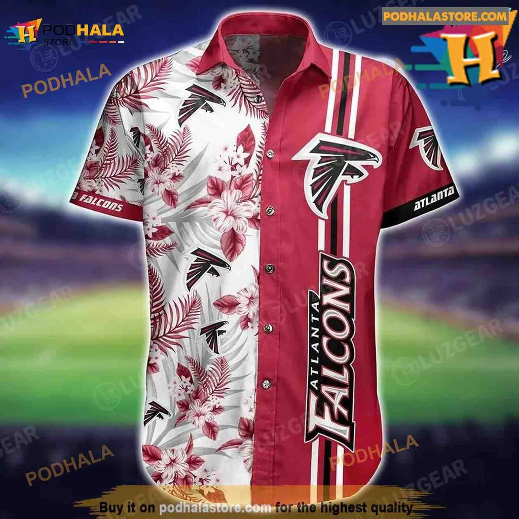 Atlanta Falcons Tropical Aloha Shirt With Vibrant Floral Design