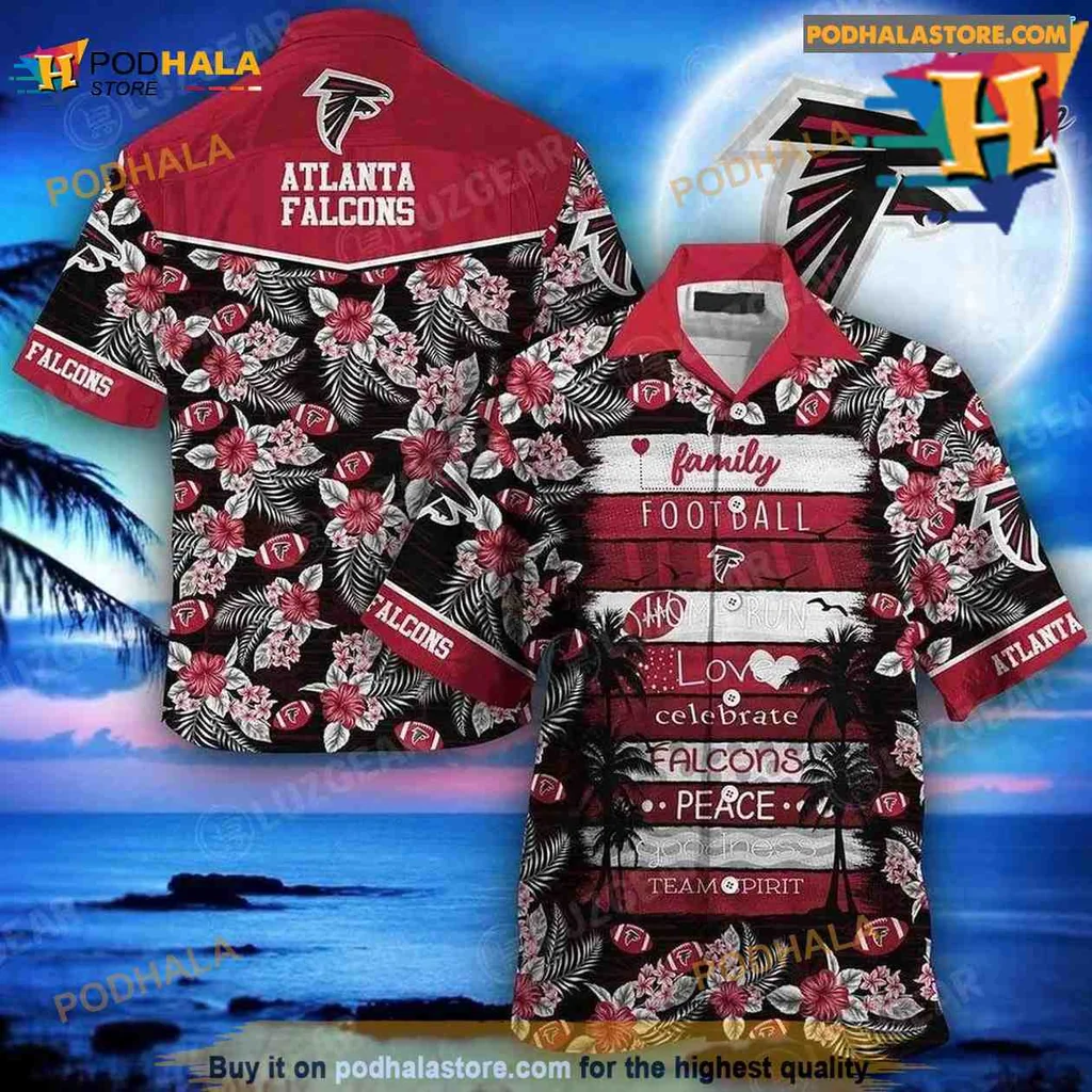Atlanta Falcons Tropical Aloha Shirt With Vibrant Floral Design