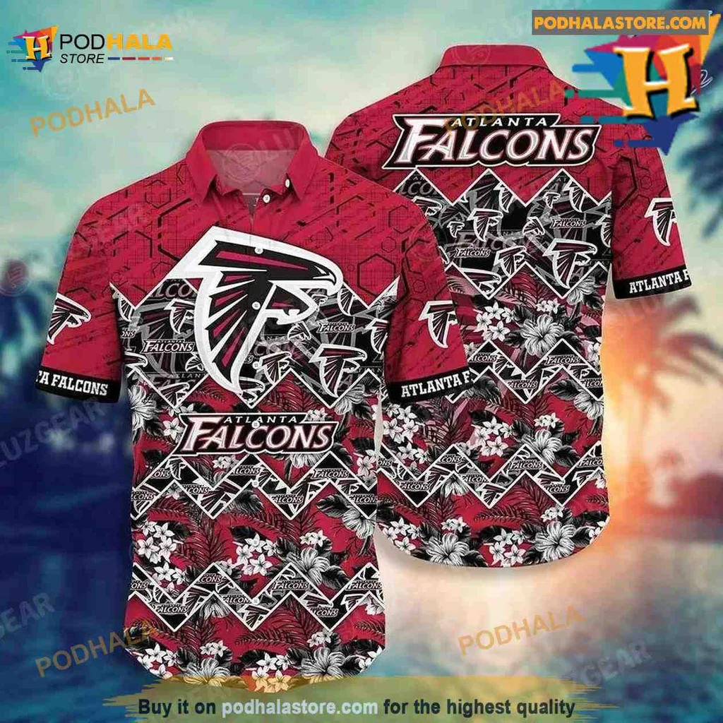 Atlanta Falcons Tropical Aloha Shirt With Vibrant Floral Patterns