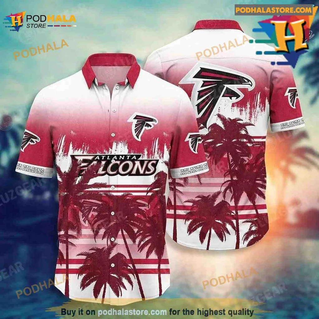 Atlanta Falcons Tropical Aloha Shirt With Vibrant Palm Tree Design