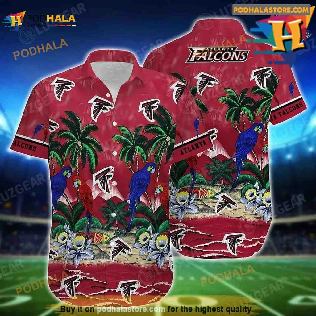Atlanta Falcons Tropical Hawaiian Shirt With Bold Red And Green Design