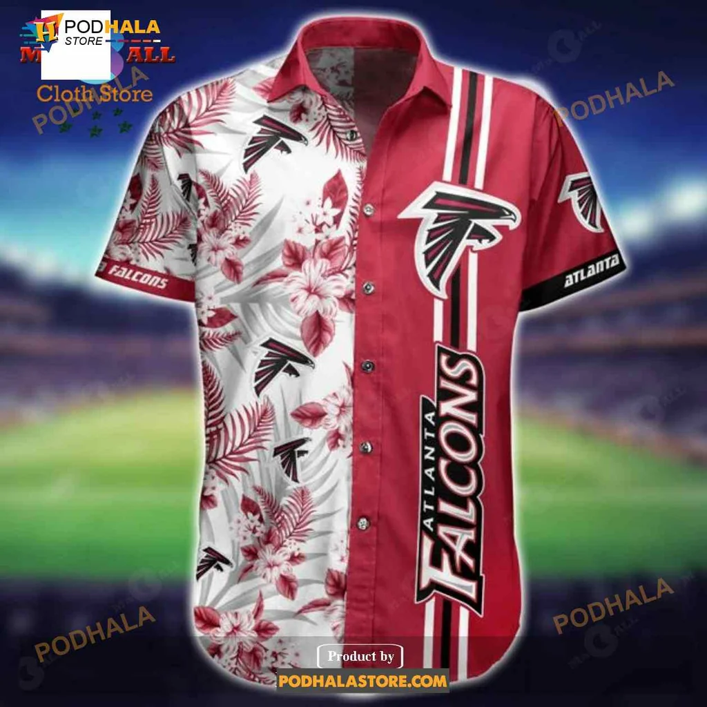 Atlanta Falcons Tropical Aloha Shirt With Bold Team Colors And Floral Design Atlanta Falcons Tropical Aloha Shirt With Bold Team Colors And Floral Design