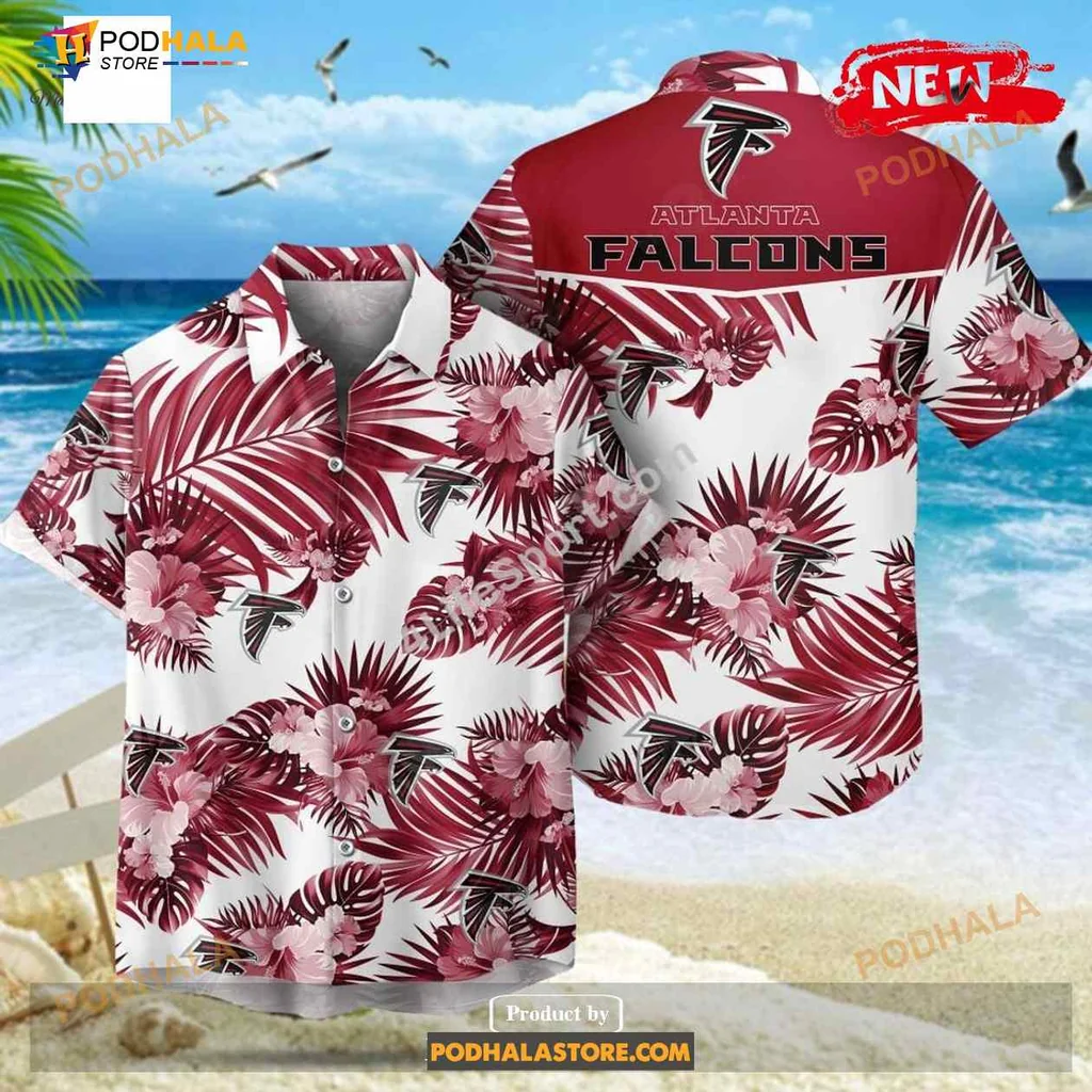Atlanta Falcons Tropical Hawaiian Shirt With Palm Leaves And Logo