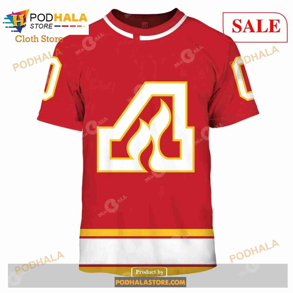 Atlanta Flames Vintage Hoodie With 3d Logo And Stripes - View 1 Atlanta Flames Vintage Hoodie With 3d Logo And Stripes - View 1