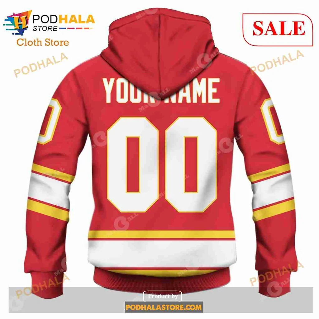Atlanta Flames Vintage Hoodie With 3d Logo And Stripes - Product View 5 Atlanta Flames Vintage Hoodie With 3d Logo And Stripes - Product View 5