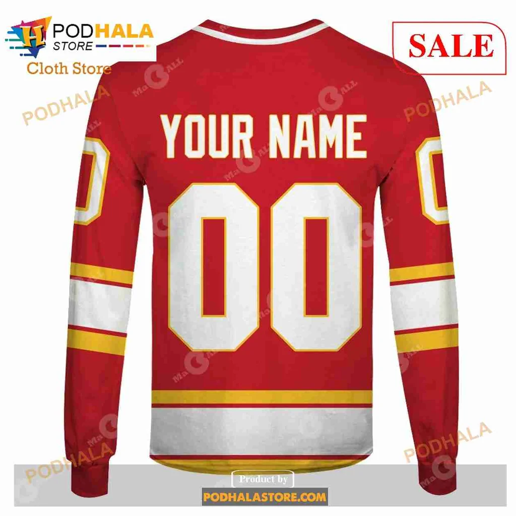 Atlanta Flames Vintage Hoodie With 3d Logo And Stripes - Product View 7 Atlanta Flames Vintage Hoodie With 3d Logo And Stripes - Product View 7